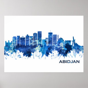Poster Abidjan Ivory Coast Skyline Blue