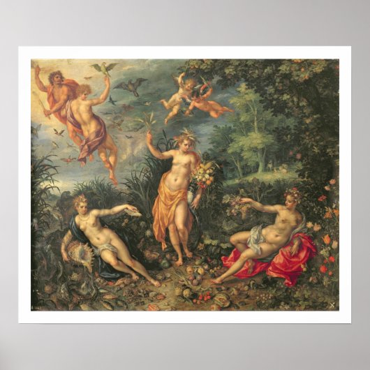 Poster Abondance et les quatre éléments, c.1606 (huile su (Devant)