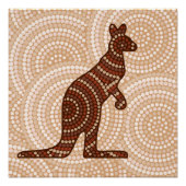 Poster Aboriginal kangaroo dot painting (Devant)