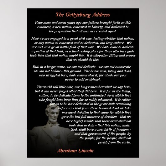 Poster Abraham Lincoln - Adresse Gettysburg (Devant)