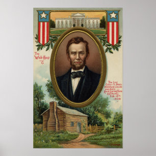 Poster Abraham Lincoln & Cabine de journaux dans le Kentu