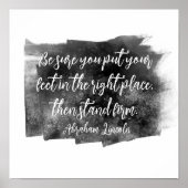 Poster Abraham Lincoln citation stand ferme gris et blanc (Devant)