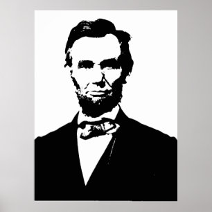 Poster Abraham Lincoln, dessin vectoriel noir et blanc