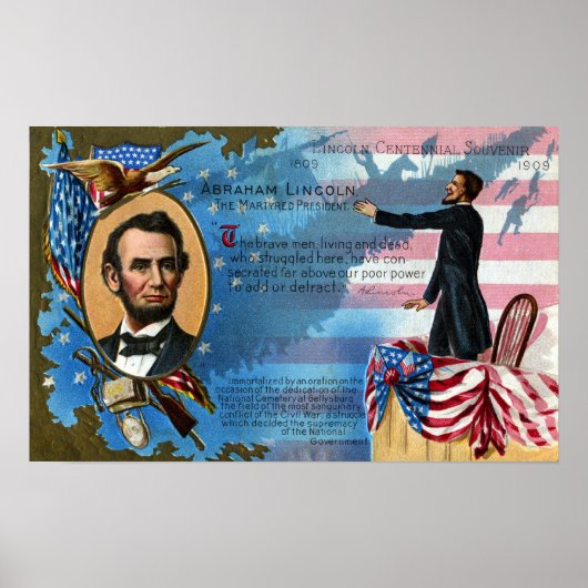Poster Abraham Lincoln Donner Gettysburg Adresse (Devant)