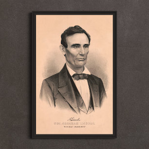 Poster Abraham Lincoln Élu Président 1860 Lithographie