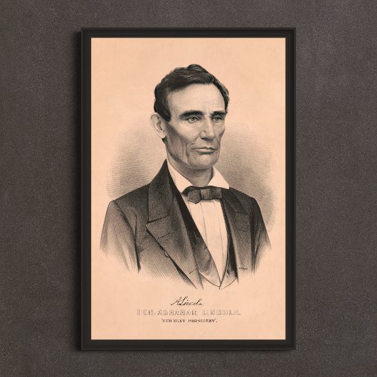 Poster Abraham Lincoln Élu Président 1860 Lithographie