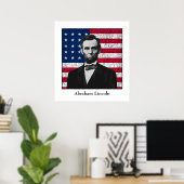 Poster Abraham Lincoln et le drapeau américain (Bureau à domicile)