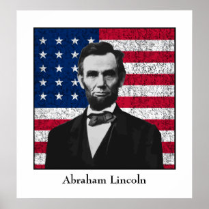 Poster Abraham Lincoln et le drapeau américain