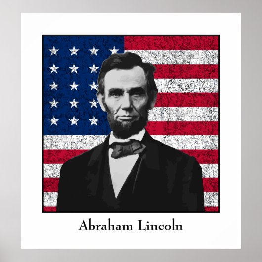 Poster Abraham Lincoln et le drapeau américain (Devant)