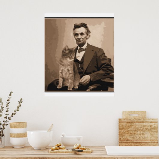 Poster Abraham Lincoln et son chat "Dixie" (Cuisine)