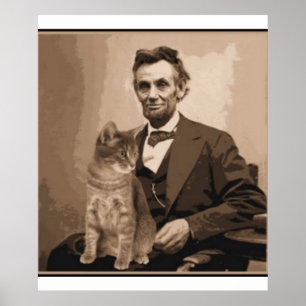 Poster Abraham Lincoln et son chat "Dixie"