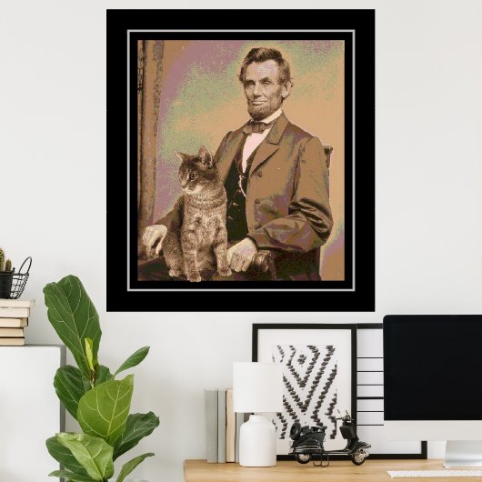 Poster Abraham Lincoln et son chat "Dixie" (Bureau à domicile)
