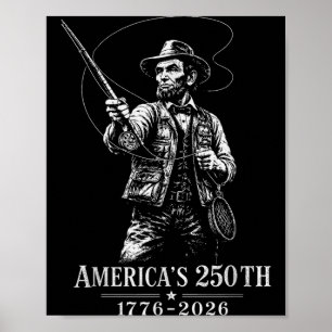 Poster Abraham lincoln pêche rétro vintage 250 ans
