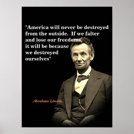 Poster Abraham Lincoln Quota On America's Destruction (Devant)