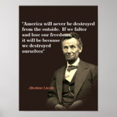 Poster Abraham Lincoln Quote On America’s Destruction (Devant)