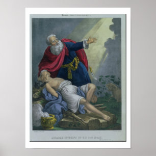 Poster Abraham Offrant Son Fils Isaac, d'une Bible pr