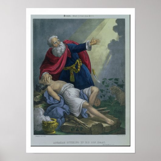 Poster Abraham Offrant Son Fils Isaac, d'une Bible pr (Devant)