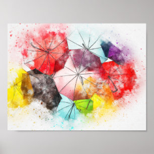 Poster Abrégé sur coloré parapluies