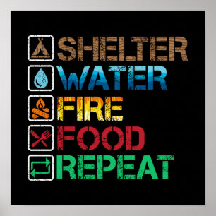 Poster Abri d'eau Aliments - Survie Restez en vie