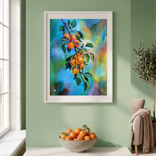 Poster Abricots sur une branche d'été Peinture d'Alfred F