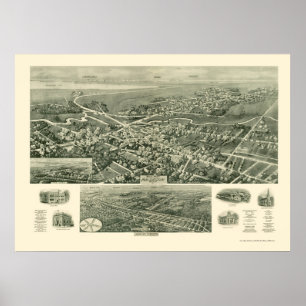 Poster Absecon, NJ Carte panoramique - 1924