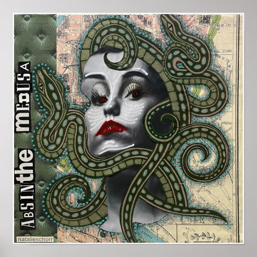 Poster Absinthe Medusa par Natalie Schorr (Devant)