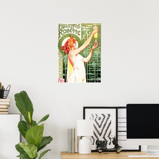 Poster ABSINTHE ROBETTE Henri Privat Livemont Art Nouveau (Bureau à domicile)