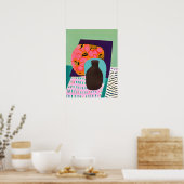 Poster Abstact Vase et Table Set en Aqua et Orange (Cuisine)