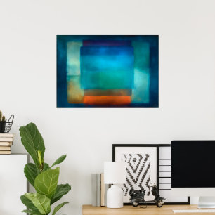 Poster Abstr Champ de Couleur Bleu Céleste Zen Tidal Sile