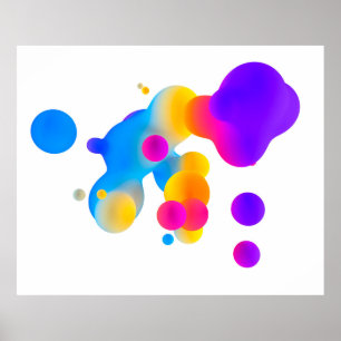 Poster Abstract 3d colorful gradient drops liquid on whit