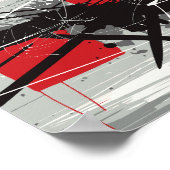 Poster Abstract Art with Red Blocks & Black Strokes (Coin)