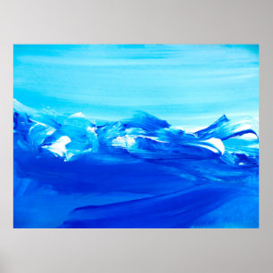 Poster Abstract blue art painting background. Modern art.