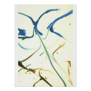 Poster Abstract Blue & Gold Fluid Art – Elegant Modern Ma