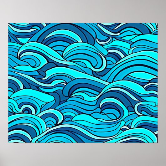 Poster Abstract Blue Turquoise Ocean Water Waves | (Devant)