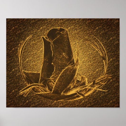 Poster Abstract Brown Rosebud Art Floral Print (Devant)