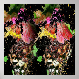 Poster Abstract Butterfly Colorful Mixed Media Butterfly