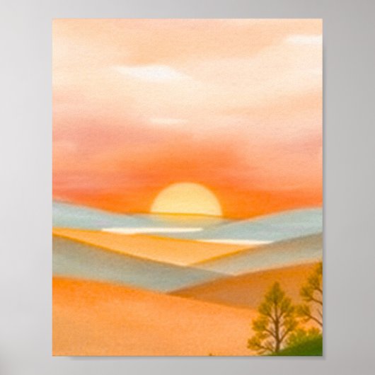 Poster Abstract Colorful Mountain Landscape Illustration  (Devant)