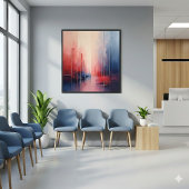 Poster Abstract Coral and Blue Geometric Art