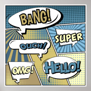Poster Abstract creative concept comic pop art style blan