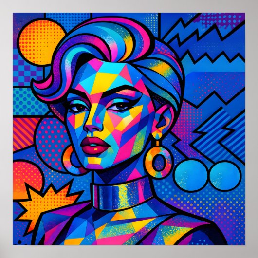 Poster Abstract Diva - Modern Retro Geometric Pop Art (Devant)