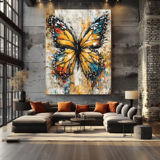 Poster Abstract Expressionist Butterfly Painting Colorful