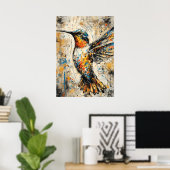 Poster Abstract Expressionist Hummingbird Painting Modern (Bureau à domicile)