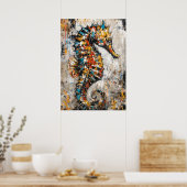 Poster Abstract Expressionist Seahorse Painting Coastal (Cuisine)