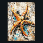 Poster Abstract Expressionist Starfish Painting Coastal<br><div class="desc">A vibrant abstract expressionist starfish painting created with bold textures and expressive color splashes. This contemporary ocean inspired artwork captures the beauty of marine life through dynamic brushstrokes,  making it a striking coastal wall art piece perfect for beach house and ocean themed decor.</div>