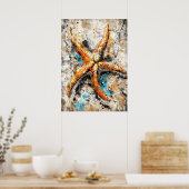 Poster Abstract Expressionist Starfish Painting Coastal (Cuisine)