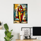 Poster Abstract Expressionist Surfboard – Symbolic Modern (Bureau à domicile)