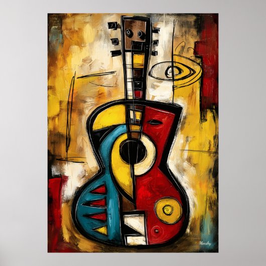 Poster Abstract Expressionist Ukulele – Symbolic Modern (Devant)