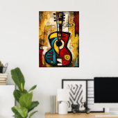 Poster Abstract Expressionist Ukulele – Symbolic Modern (Bureau à domicile)