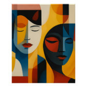 Poster Abstract Faces Art Print, Dual Portrait, Abstract (Devant)