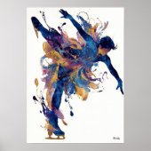 Poster Abstract Fluid Ink Ice Skater – Modern Motion Art (Devant)